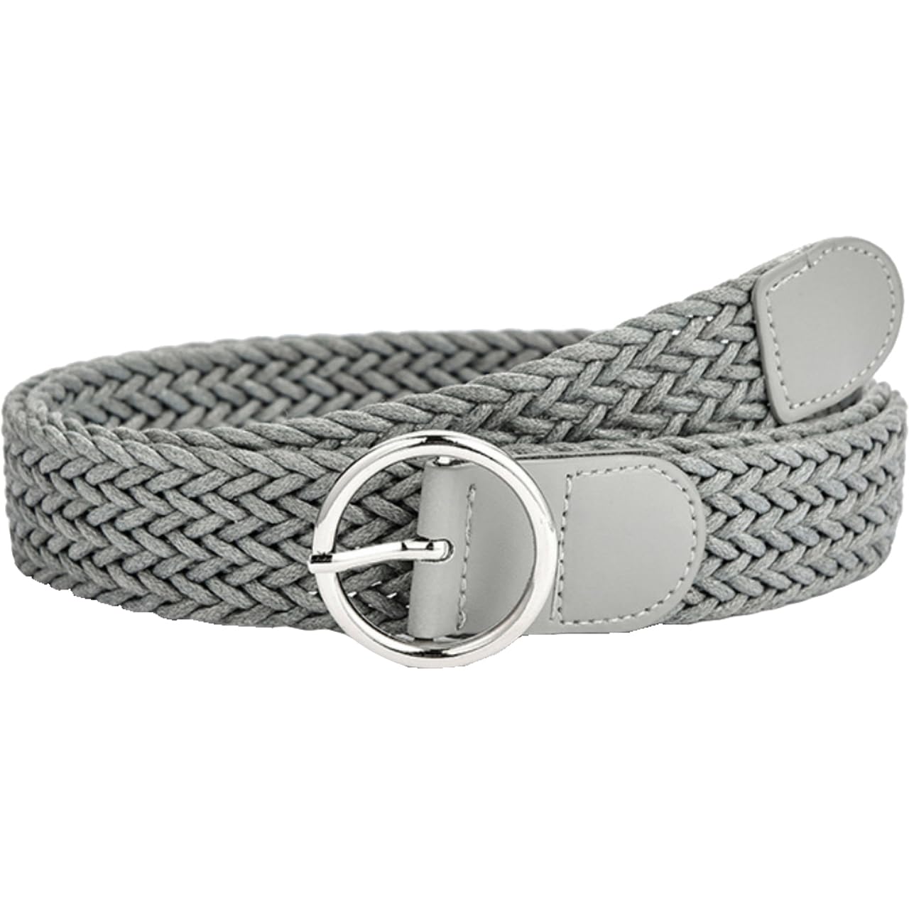 

Плетеный сетчатый ремень с круглой пряжкой BT389 [Белый клык], Повседневный, Без отверстий, Простой, Цветной, Женский (Серый) серый