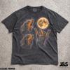 Three Dachshund Moon Vintage 90s Graphic T-Shirt, Retro Silly Dog Gift, Howling Wiener Dog Full Moon Tee, Aesthetic Galaxy Pet Nature Art