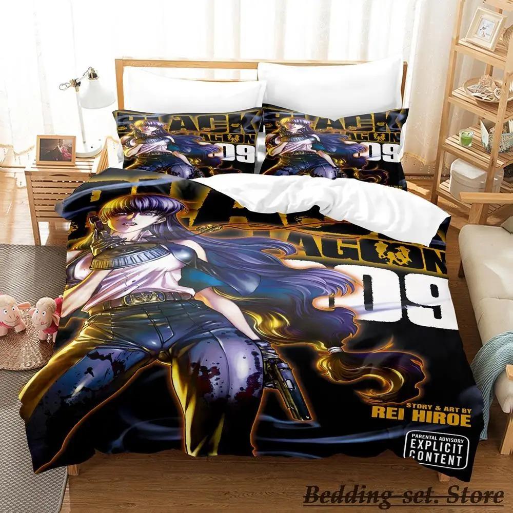 

Комплект постельного белья Black Lagoon Single Twin Full Queen King Size Bed Set Adult Kid Bedroom Duvetcover Sets Anime Parure de lit Bed 70x133cm 2pcs