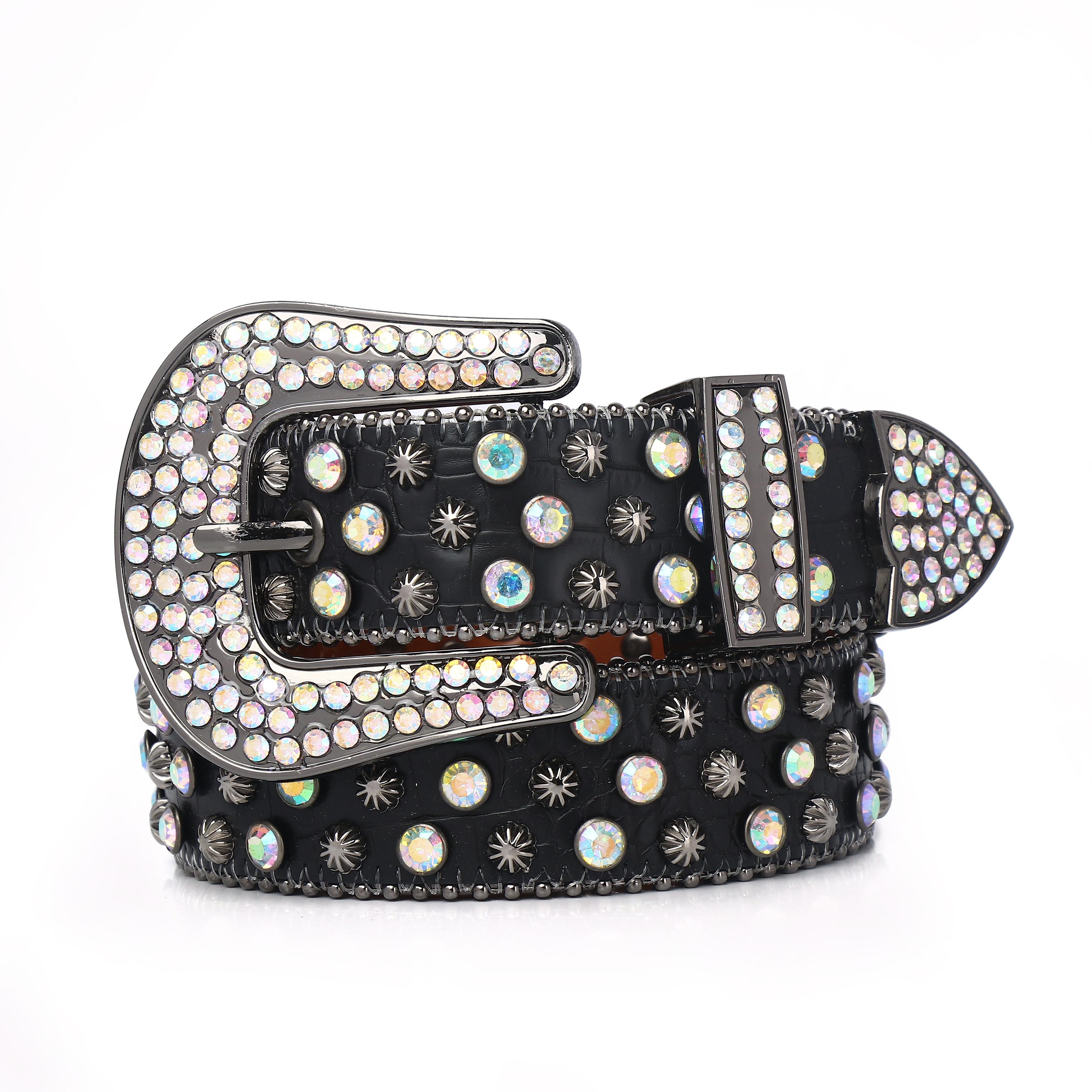 PU Belt Western Luxury High Quality Crystal Rhinestone Hip Hop Punk Rock Inlaid Full Diamond Belt Alloy Buckle Women s Belt