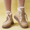 Winter snow boots, velvet warm lace-up waterproof cotton shoes, winter new versatile fashion soft-soled short boots