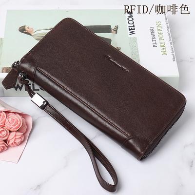 Men's Bags Trendy Fashion Men's Leather Clutch Large-capacity Zipper Long Mobile Phone Bag