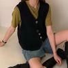 Women's Designer Button Knitted Vest Cardigan V-Neck Sleeveless Layering Sweater Cardigan Gilet for Outer Wear