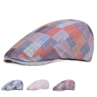 Boina de Algodón de Moda Nueva Para Hombre Mujer Casual Unisex Gorras a Cuadros Boina Sombrero de Primavera Otoño Ajustable Gorra Plana