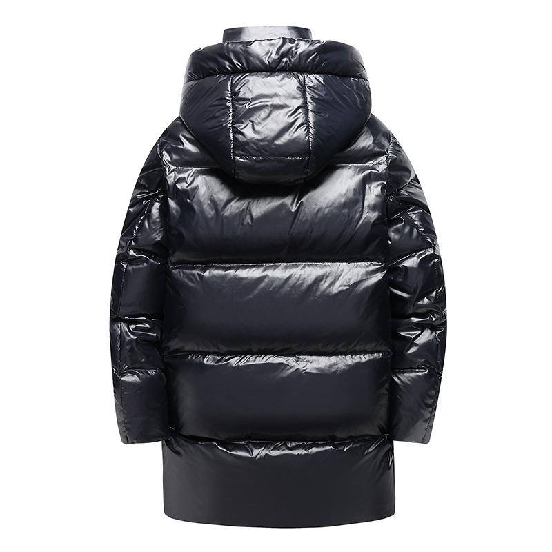 Péřová bunda pánská módní ležérní lesklá dlouhá zateplená pánská a dámská stejného stylu 90 bílé kachní peří péřová bunda pro muže a ženy