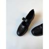Sheepskin Version~ Retro Commuter Mary Jane Shoes Women's Round Head Thick Heel Leather Single Shoes Versatile One-word Buckle Belt Small Leather Shoe