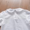 Kids Shirt Embroidered Peter Pan Collar Pink Bow Short Sleeve Summer Clothing for Ages 3-6 Girls