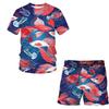 Summer New Men's Sportswear 3D Printing Fashion Trend Men's T-shirt Short Sleeve Set Leisure Animal Pattern Two Piece Set