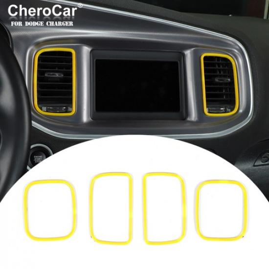 Center Console Dash Air Vent Outlet Frame Trim Cover For Dodge Charger 11+Yellow