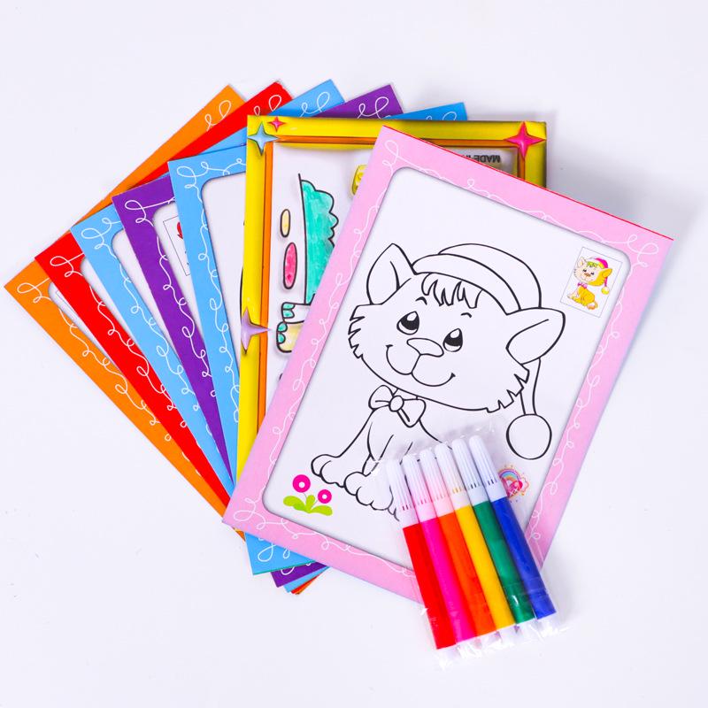 Children's Watercolor Pens & Coloring Book Set: 8 Colors, Ideal for Kindergarten Prizes and Doodling