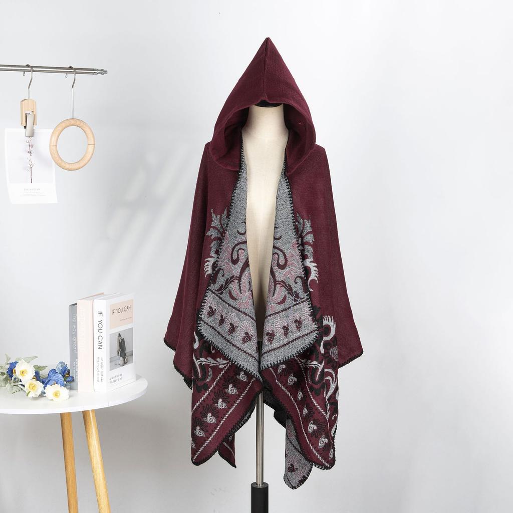 Retro Pattern Shawl Women'S Outdoor Travel Four Seasons Cardigan Air-Conditioned Room With Warm Cape
