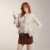 unifree Women's Ruffled V-Neck Knit Cardigan