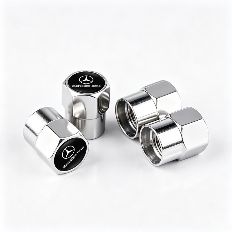 4Pcs/Set Car Wheel Tire Valve Caps Metal Stem Cover For Mercedes Benz W210 W176 AMG CLS CLE CLA GLA GLB GLS Class A GLE W222 H3
