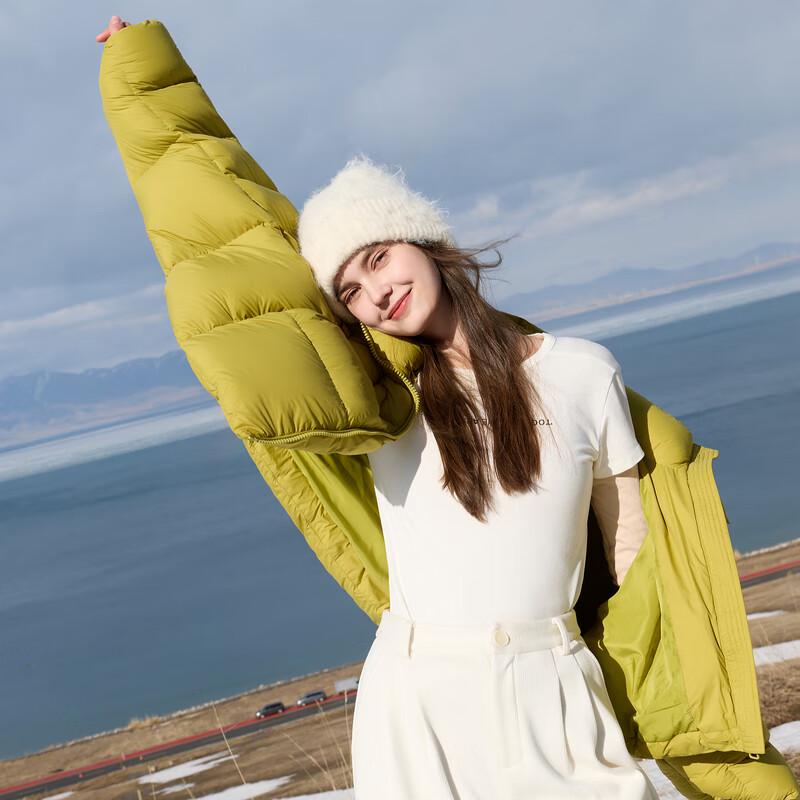 Sancai Damen 2025 Winter Kapuzenjacke Fledermausärmel 90% Entendaunen Kurzjacke