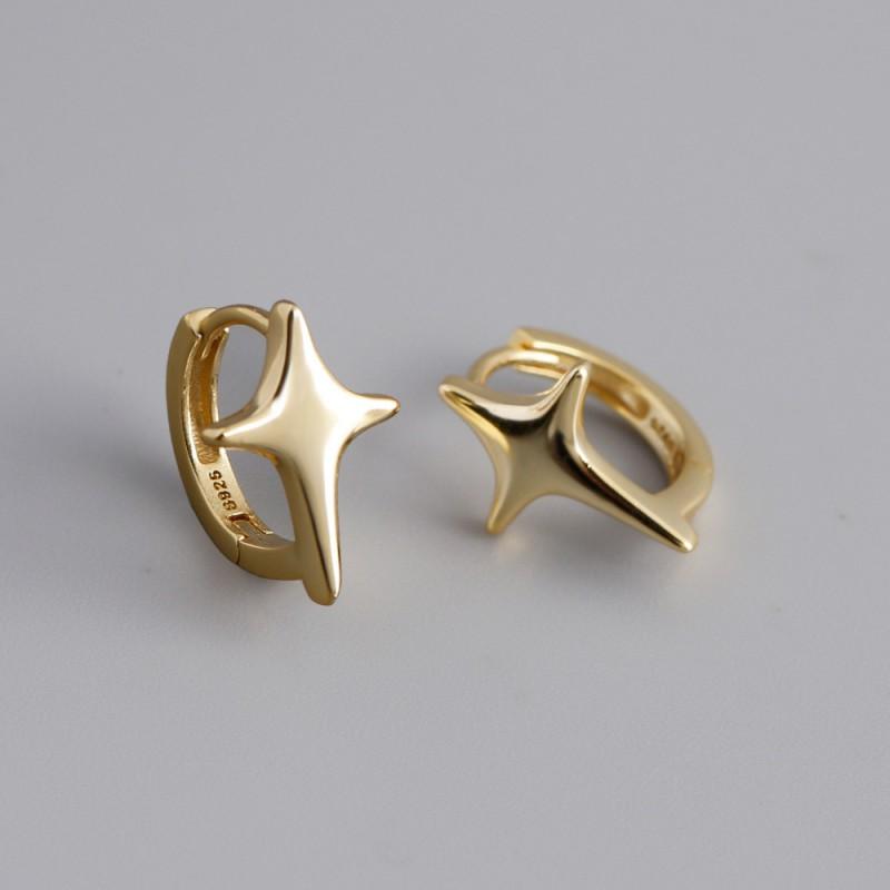 Sterling Star Stud Earrings Women Gold White Fashionable Minimalist Ear Cuffs 925 Sterling Silver