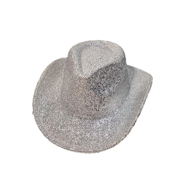 Lace New Gold Silk Western Cowboy Hat Women's Stage Woolen Hat Top Hat Men's and Women's Party Holiday Hat
