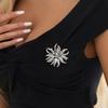 Exaggerated Metal Firework Flower Shaped Brooches Rings for Women Personality Minimalist Unique Party Jewelry