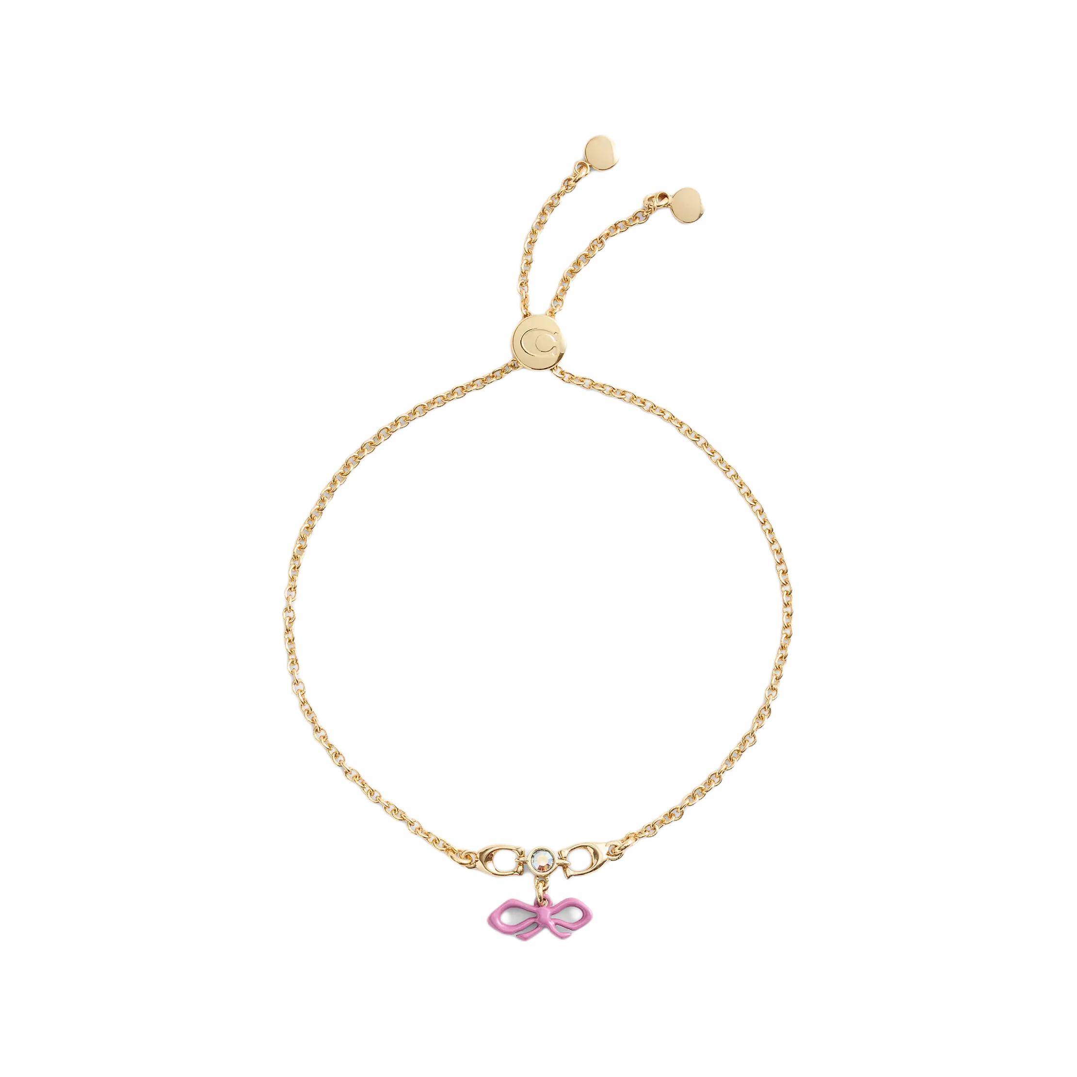 Coach Bow Design Glass Bracelet Women bracelet Gold CAH46-GD/PK F,Gold