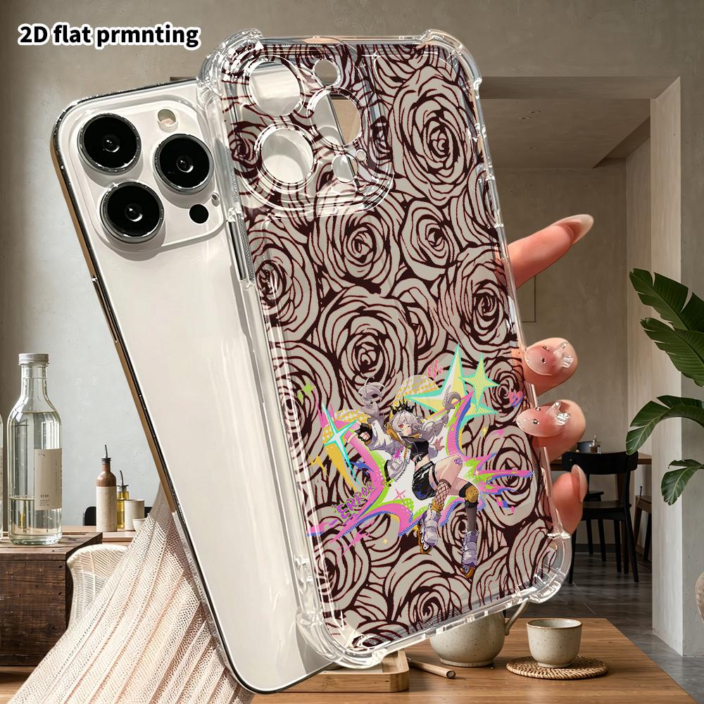 Phone Case: 2D Flat Design, Suitable for iPhone 18 17 16 15 14 13 Pro, Transparent with Corner Protection, Silver-haired Girl, Christmas and Halloween