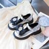 Kinder College-Stil Lederschuhe 2026Neuer Frühling/Sommer Niedliche Schleife Große Blume Strass Mode Auftrittsschuhe