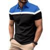 Fashion Men's Casual POLO Shirt Lapel Button Down Business Stripe Colour Block T-Shirt Tops