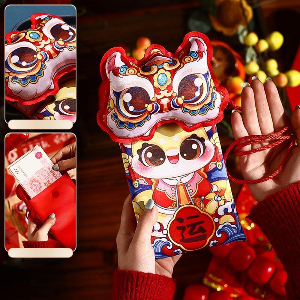 Cute Cloth Red Envelope Bag Crossbody Capable Creative Dragon Shoulder Bag 3D Snake Year New Year Red Packet Unisex