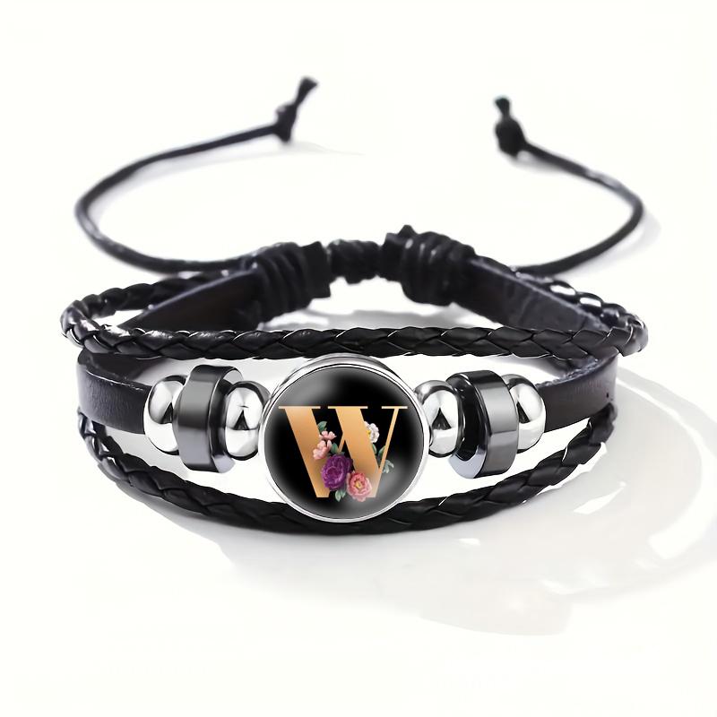 26 Letters A-Z Handmade Leather Bracelet Woven Multi-layer Punk Id Name Friendship Couple Bracelet