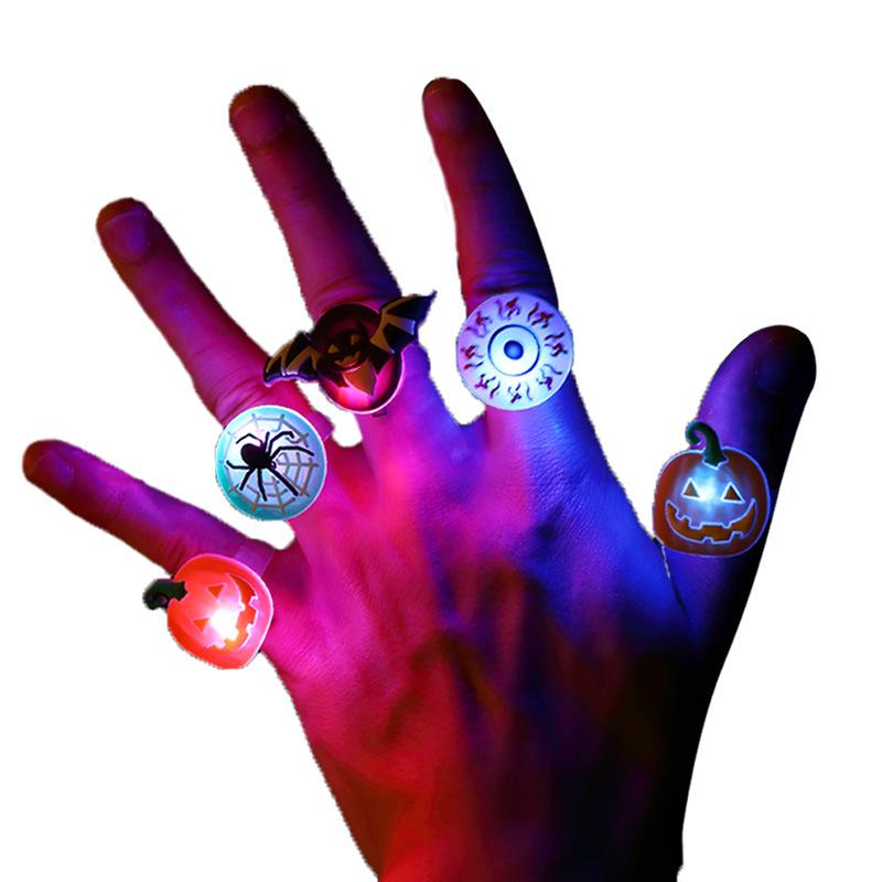 Light-Up Pumpkin Lantern Rings for Halloween Decorations & Kids' Photo Props