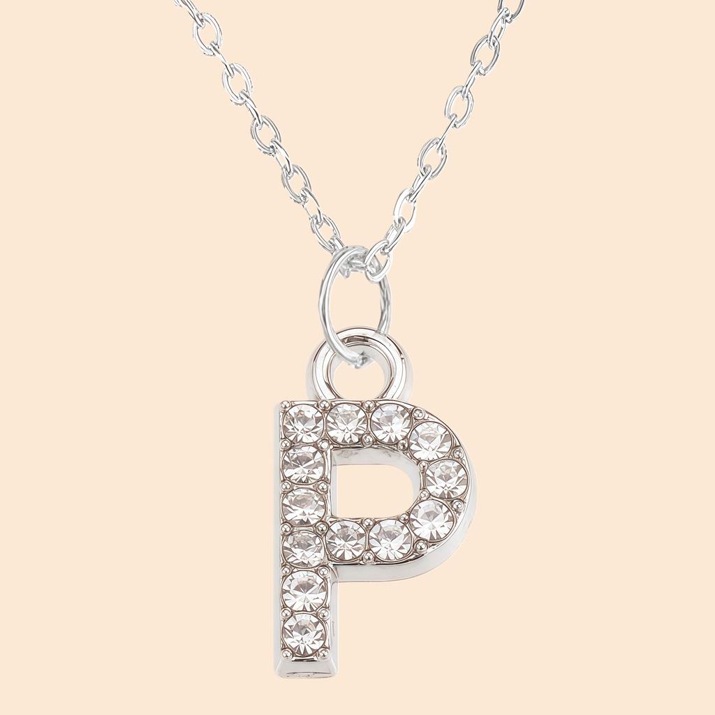 Shining Zircon A-Z Letter Pendant Necklace 26 Initial Alphabet Clavicle Chain For Women Valentine's Day Party Jewelry Gift