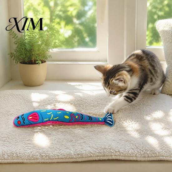 Interactive Cat Kicker Toys Fish Toy, Natural Catnip And Crinkle Paper Soothing for Nervous Cats Filled Durable Plush Toy Anxiety Relief