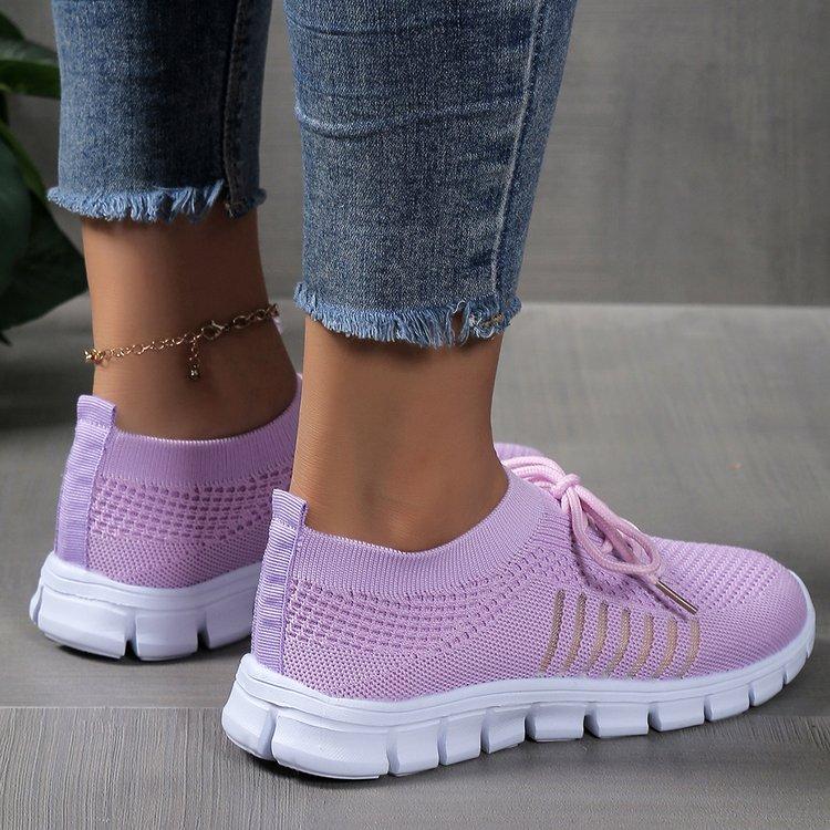 Módní dámské zelené pletené vycházkové boty s měkkou podrážkou Lehké a prodyšné běžecké a sportovní boty Dámské ploché boty plus size