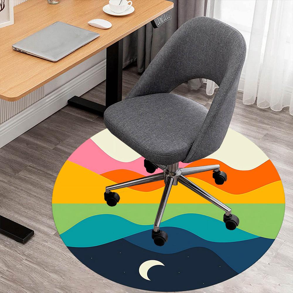 1pc sunset moon Round Chair mat Area Rug - Non-Slip, Floor Mat for Office, Bedroom, and Indoor Decor c1118041