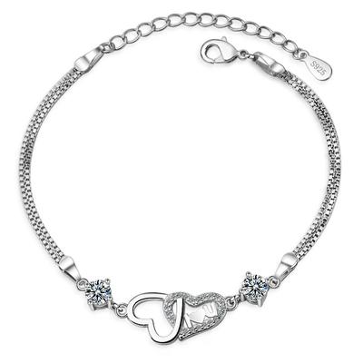 Braccialetti da Donna in Argento Sterling 925 Gioielli Raffinati Cristallo Viola di Altissima Qualità Braccialetti Femminili Accessori Ragazza Donna Bijoux