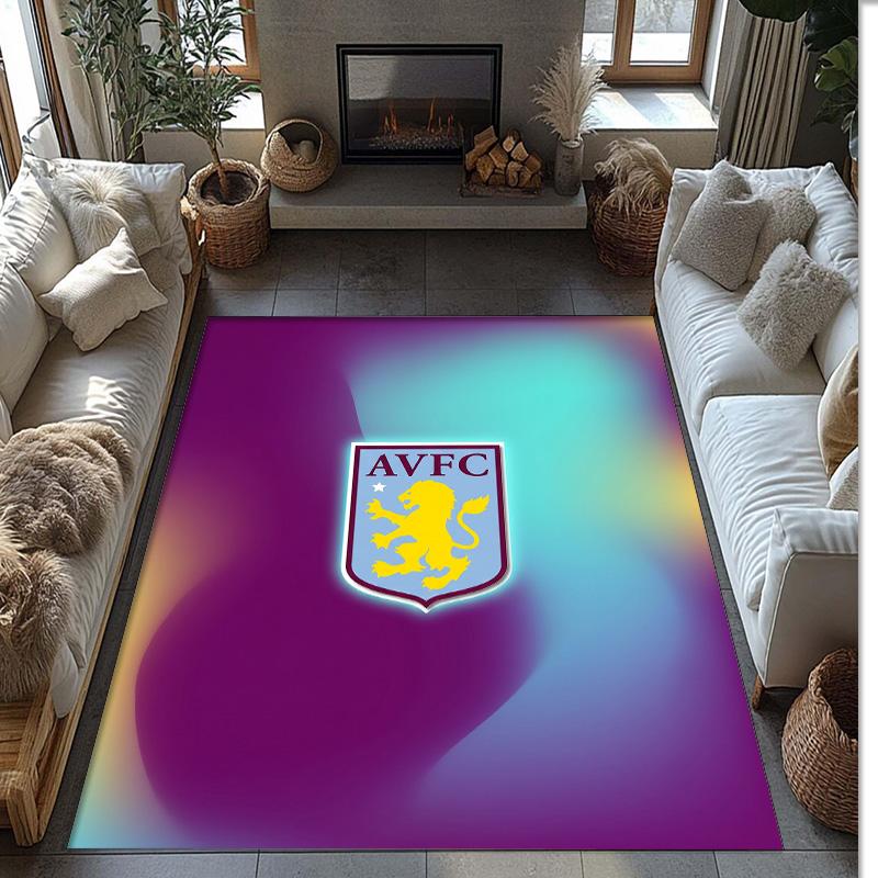 Tappeto in Velluto di Cristallo con Stampa Calcio Aston Villa, Comodo Assorbente d'Acqua Antiscivolo Tappeto per Pavimenti Interni