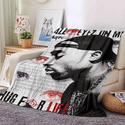 1pc 2Pac Hip-Hop Blanket Soft Lightweight All-Season Multi-Purpose Throw for Sofa, Bed, Office & Picnics, French Style with Iconic Album Art D90