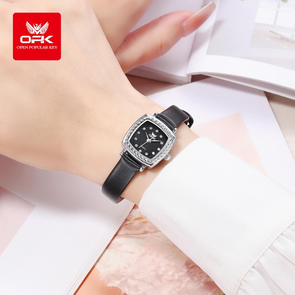 OPK 6061 Women's Quartz Wrist Watches Fashion Elegant Ladies Dress Watch Comfortable Leather Strap Waterproof Watches For Woman