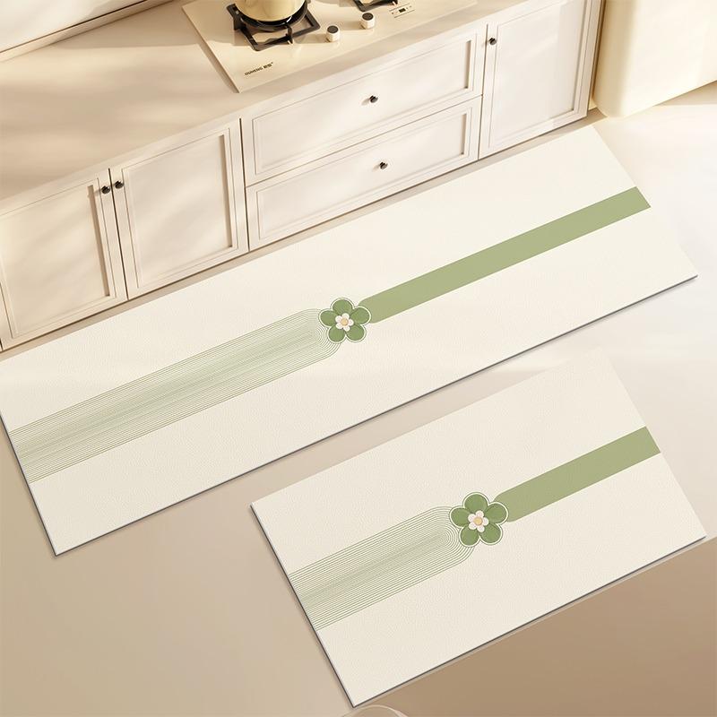 Kitchen Carpet Floral Striped Long Strip Runner Rug Pvc Leather Washable Non-Slip Floor Mats Oil-Proof Waterproof Mat
