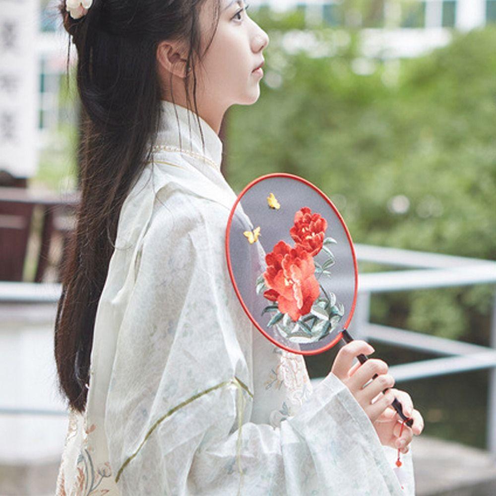Handheld Embroidery Fan with Pendant Silk Fan Classical Chinese Style Fan Chinese Wedding