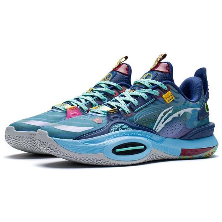 Li Ning All City 10 Trendy Cushioning Slip Resistant Abrasion Resistant Low Top Basketball Shoes Men's Navy ABAS079-2