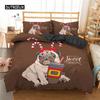 Pug Duvet Cover Set Pet Dog with Flower Bedding Set Animal Theme for Kids Teens Boy Cute Pug Dog King Size Polyester Quilt Cover
