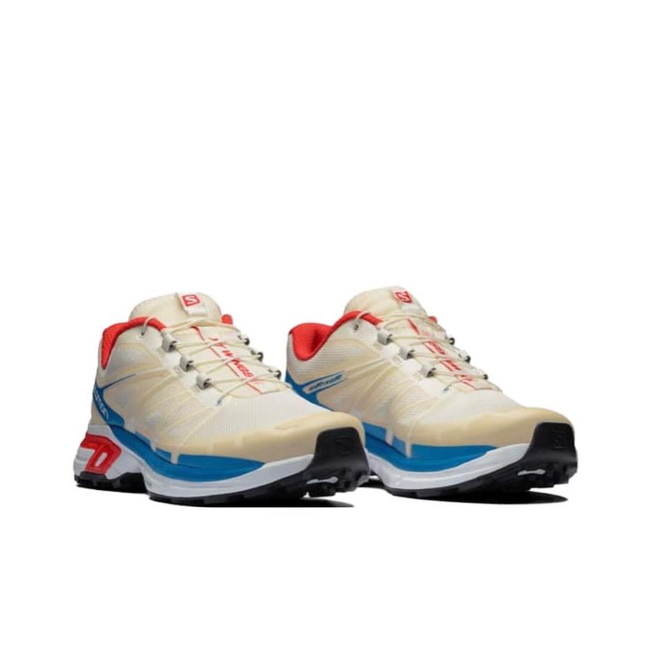 SALOMON Xt-Wings 2 Comfortable Fashion Low-Top Running Shoes Men Sneaker Beige Blue Red L41234800