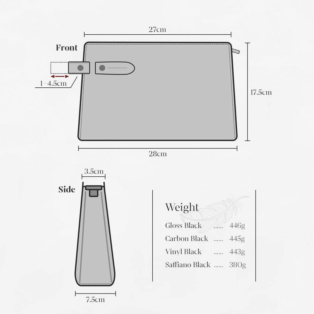 Second Wide Opening Clutch YKK Formal Cowhide Vinyl Black [Dom Teporna] Men's Bag, Bag, Zipper, Business, Occasions, Handbag, Leather, Leather,