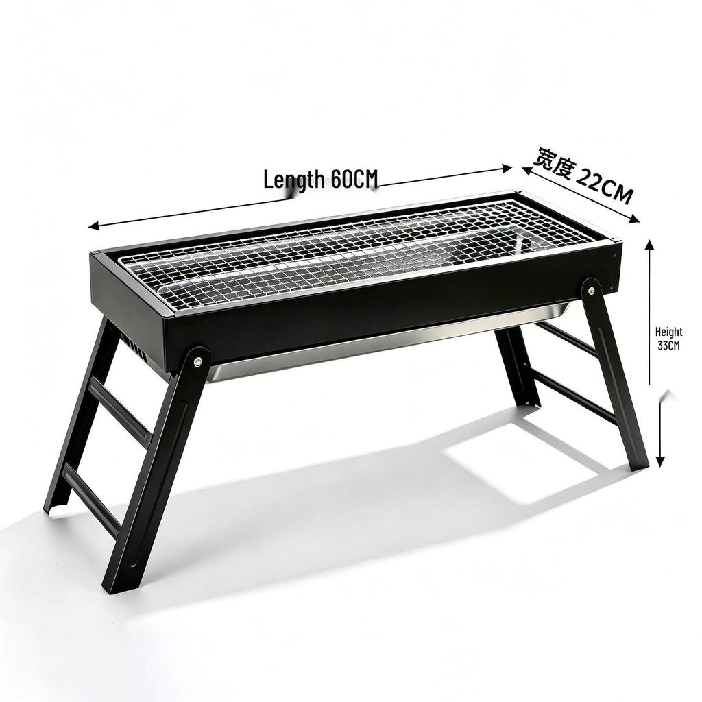 Portable Thickened Charcoal BBQ Grill for Outdoor and Household Use
