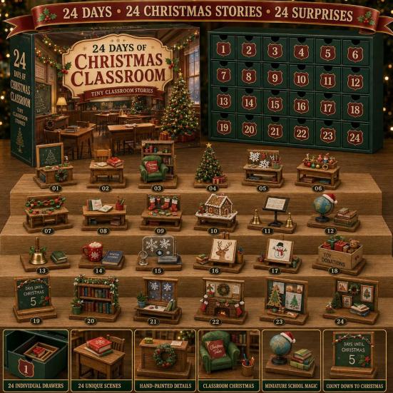 Weihnachtsgeschenk für Kinder 2026 Berufe Adventskalender, 24-Tage Countdown-Box mit Mini Berufs-Schreibtisch-Display Sammlerfiguren, Gemeinschaft