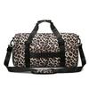 Large Capacity Leopard Print Travel Duffel Bag with Multiple Compartments, Shoe Compartment, Durable Nylon Casual Sports Gym Bag for Women