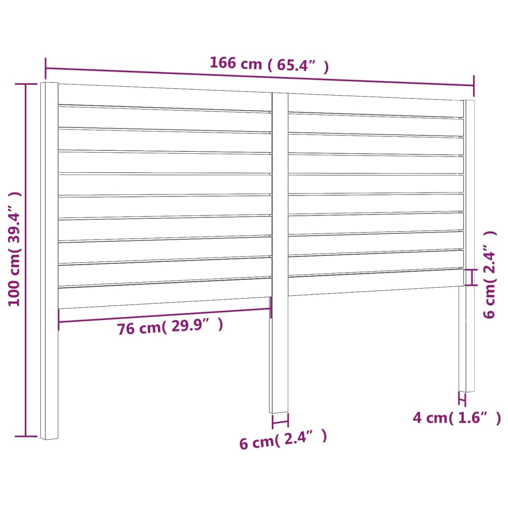 Headboard 166 X 4 X 100 Cm Solid Pine Wood