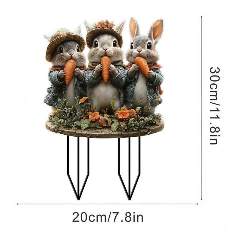 Easter Garden Stakes Outdoor Yard Decor Sign Holiday Decorations 2D Acrylic Spring Bunny Egg Signs for Courtyard Patio Lawn