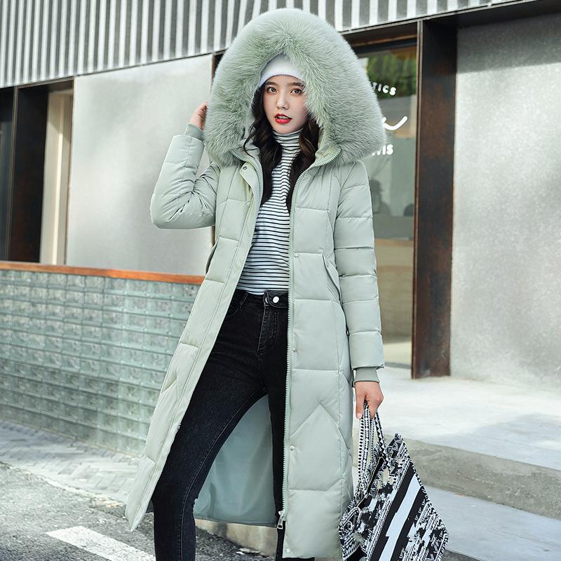 Winter Plus Size Cotton-padded Jacket Women's Coat Long Over-the-knee Padded Coat with Large Fur Collar