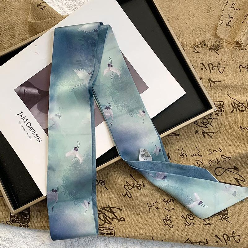 

Новый маленький шелковый платок из искусственного шелка, женский весенне-летний, для завязывания на сумку, для волос, декоративный длинный шарф, повязка на голову, стример