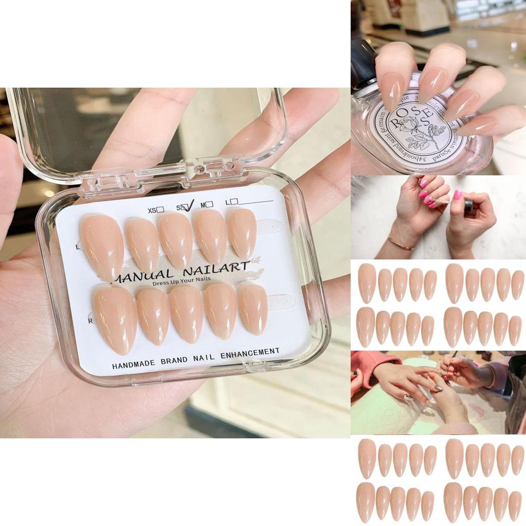 Chinese National Brand Almond-shaped Nail Stickers Pure Color Ice Transparent Design